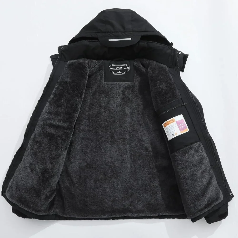 Men's Ski Jacket Winter Warm Snow Coat Waterproof Windbreaker Hooded Work Outerw
